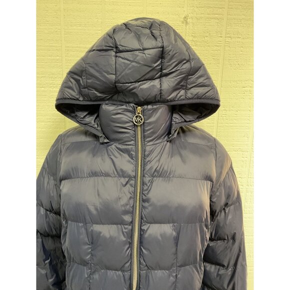 Michael Kors Navy Quilted Puffer Jacket With Detachable Hood Size L - Picture 5 of 7
